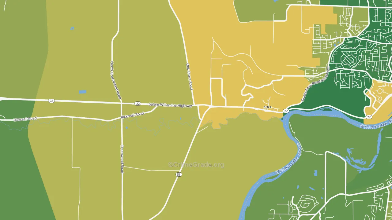 Eola, OR Map of Burglary Rates
