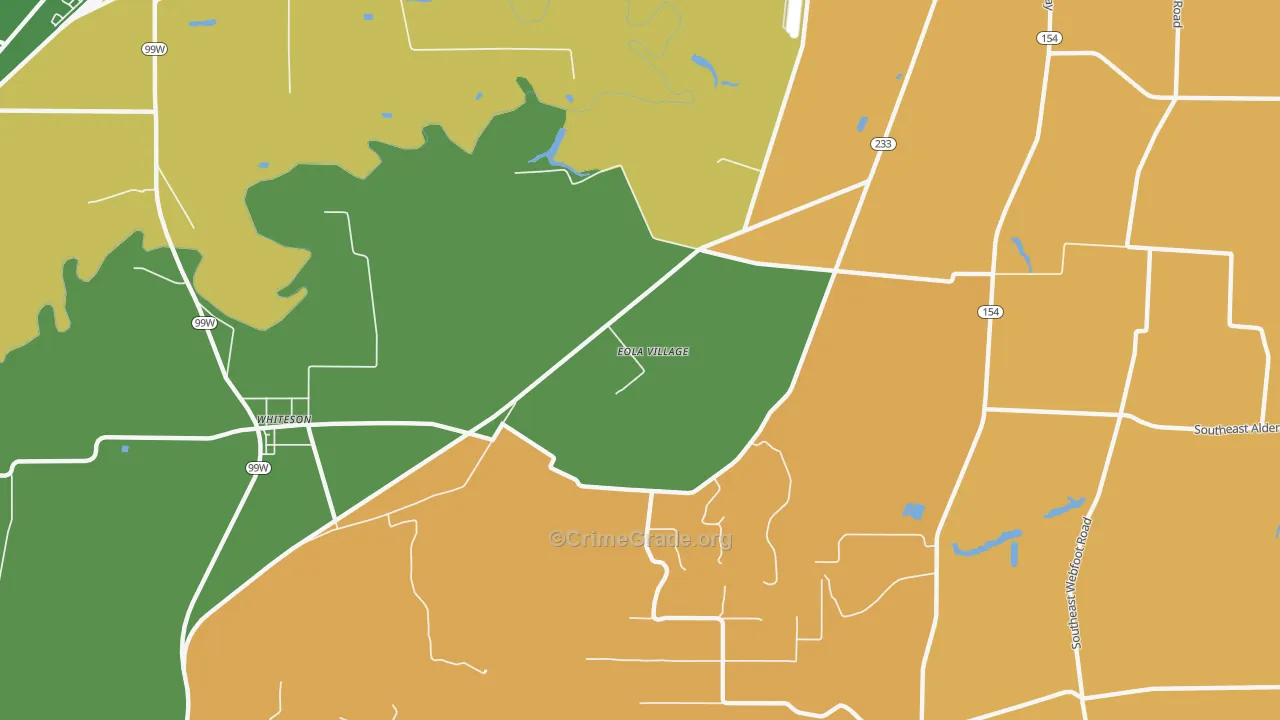 Eola Village, OR Map of Burglary Rates