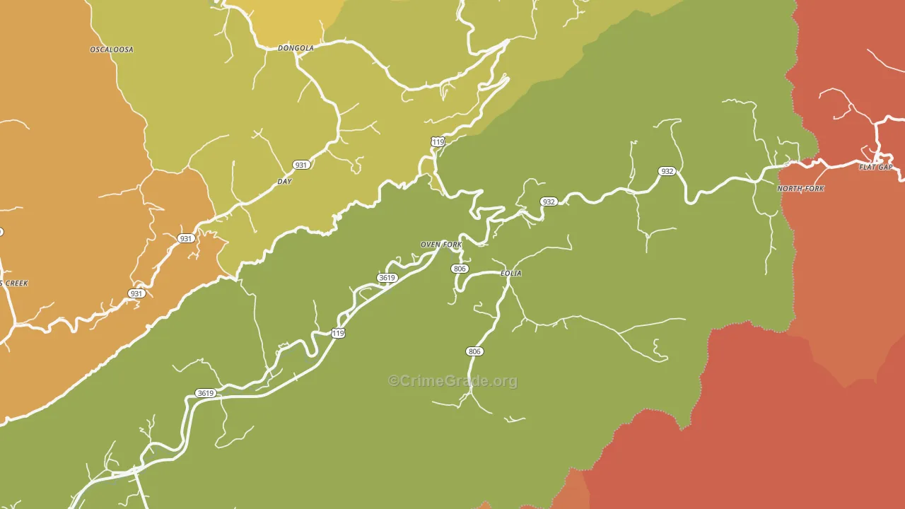 Eolia, KY Map of Burglary Rates