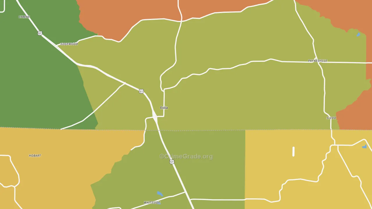 Eolia, MO Map of Burglary Rates