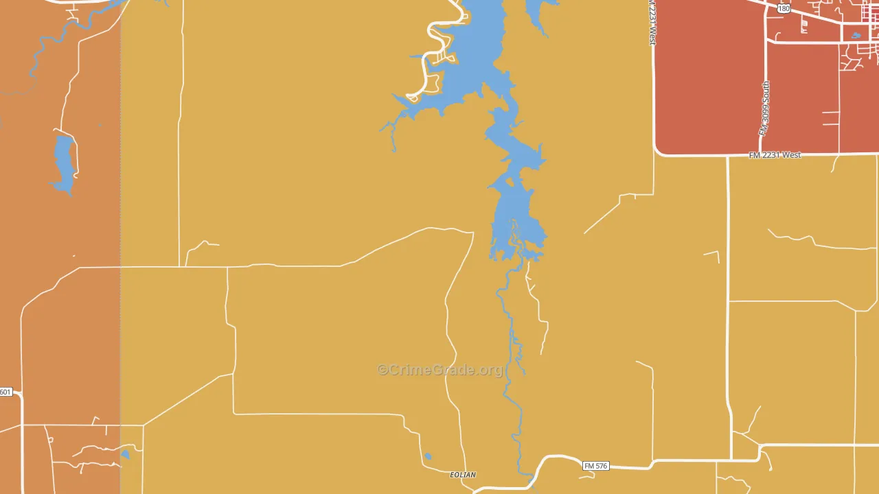 Eolian, TX Map of Burglary Rates