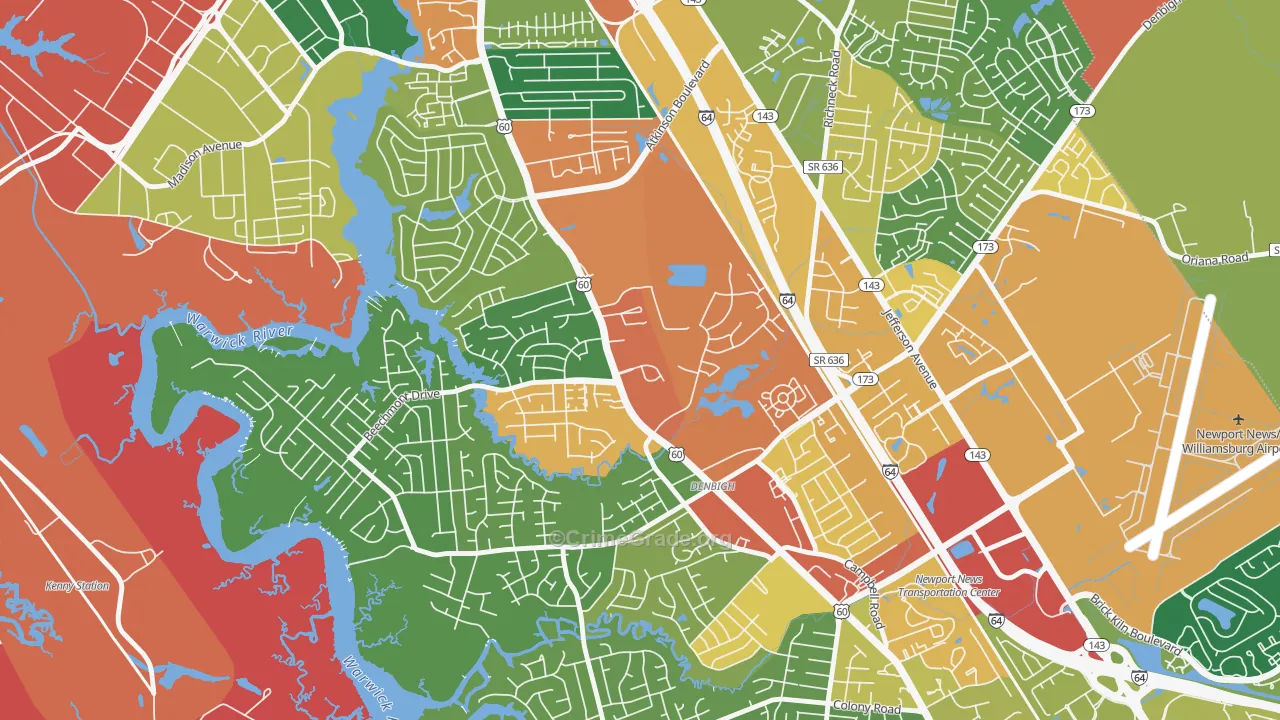 Epes, Newport News, VA Map of Burglary Rates