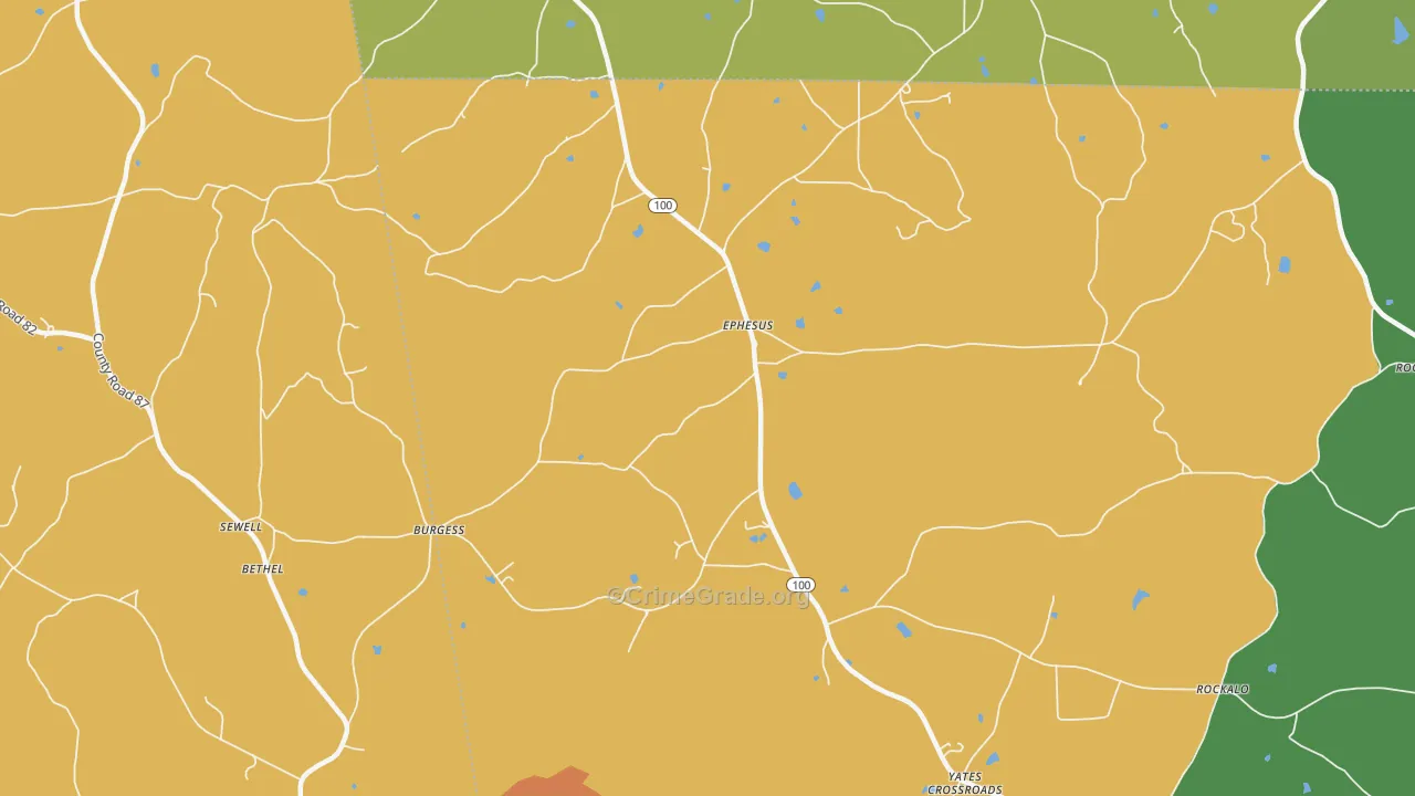 Ephesus, GA Map of Burglary Rates