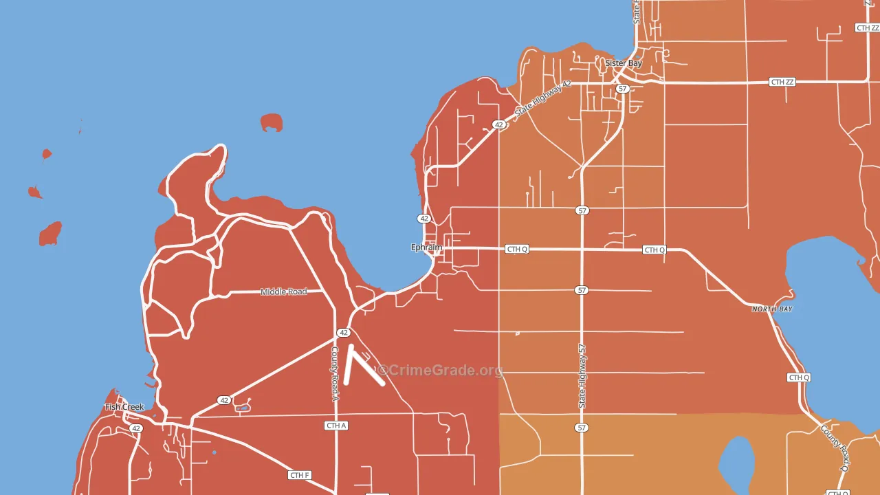 Ephraim, WI Map of Burglary Rates