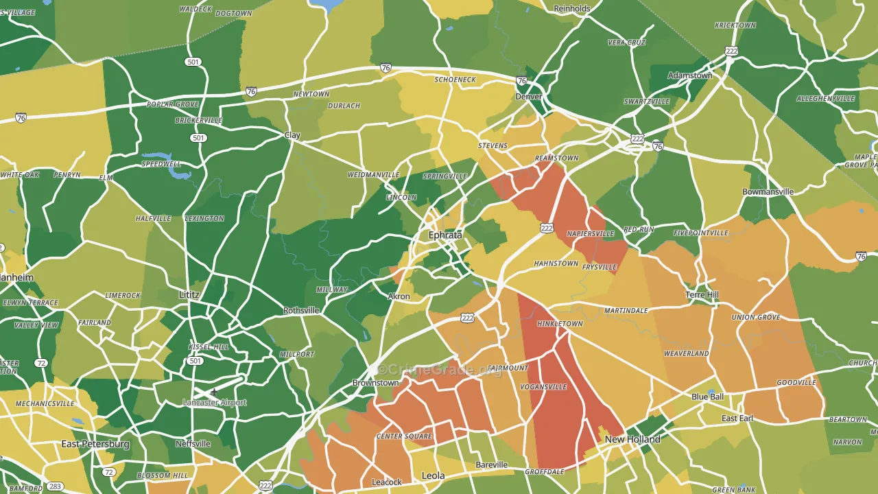 Ephrata, PA Map of Burglary Rates