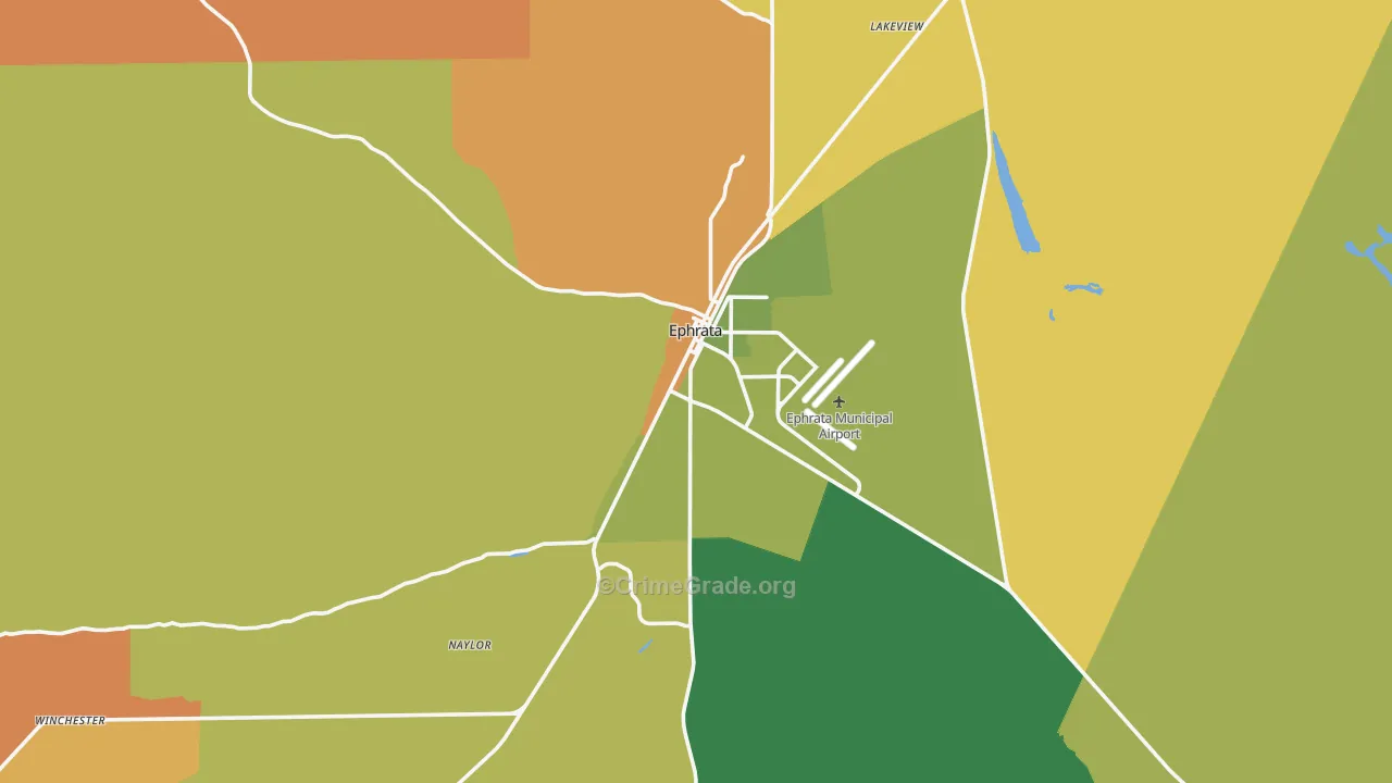Ephrata, WA Map of Burglary Rates