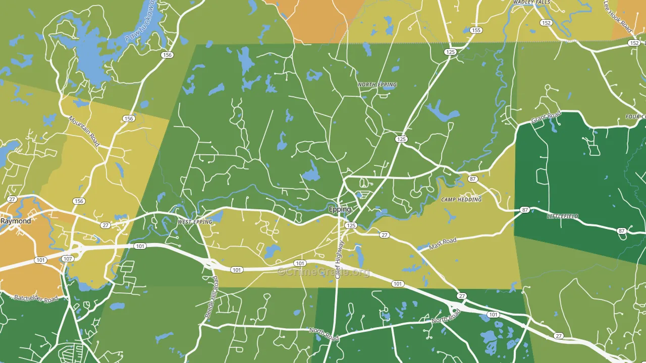 Epping, NH Map of Burglary Rates