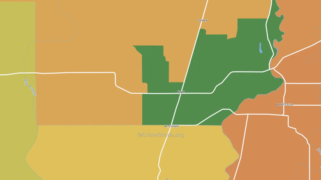 Epps, LA Map of Burglary Rates