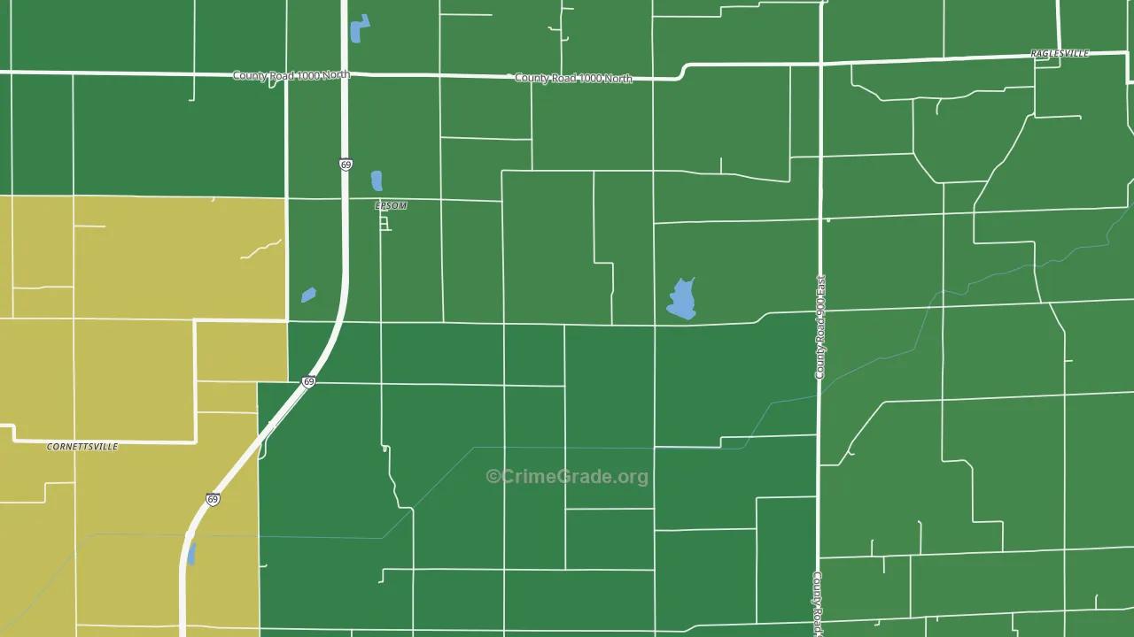 Epsom, IN Map of Burglary Rates
