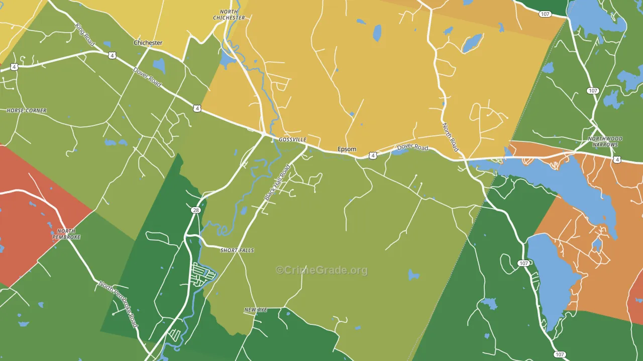 Epsom, NH Map of Burglary Rates