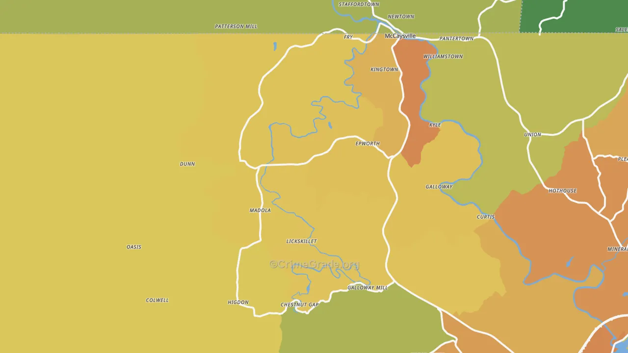 Epworth, GA Map of Burglary Rates