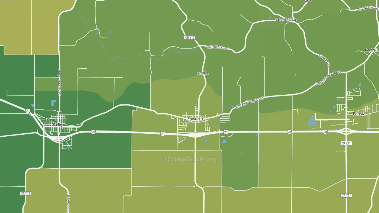 Epworth, IA Map of Burglary Rates