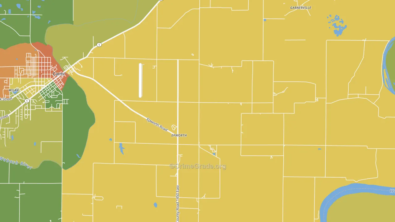 Epworth, IL Map of Burglary Rates