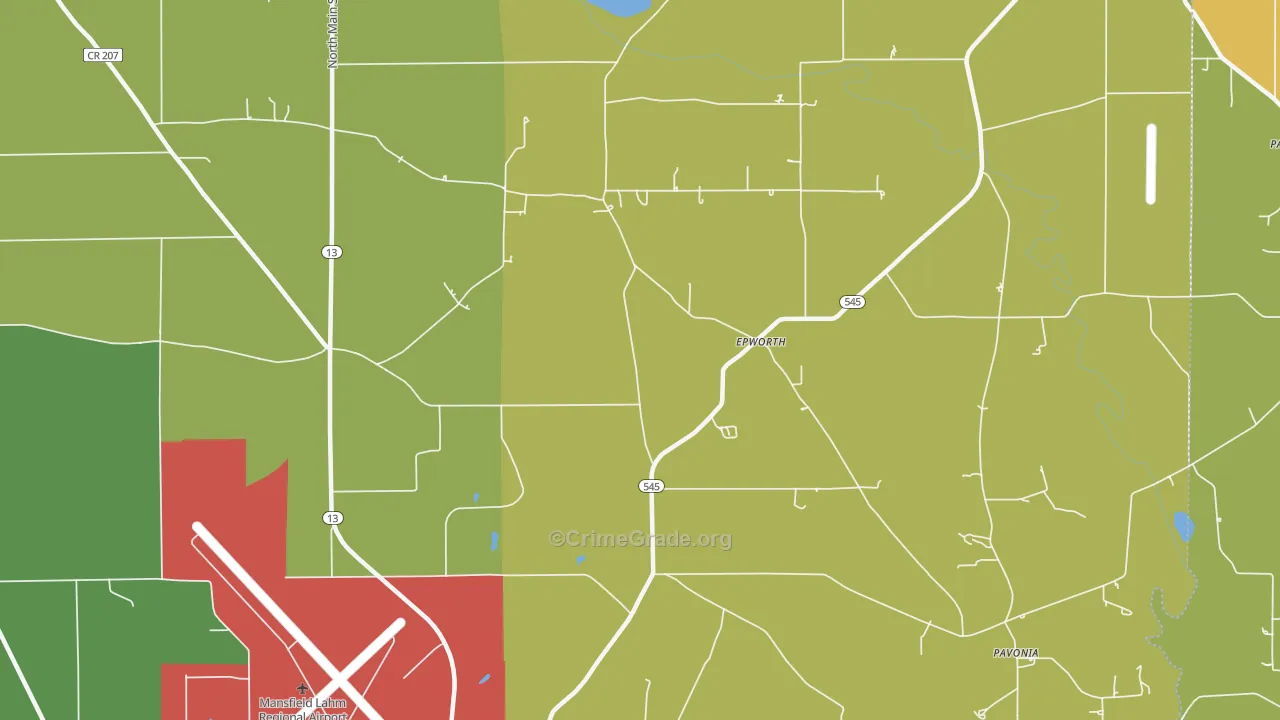Epworth, OH Map of Burglary Rates