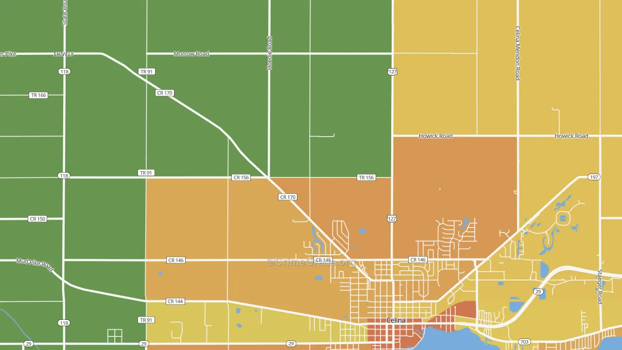Erastus, OH Map of Burglary Rates
