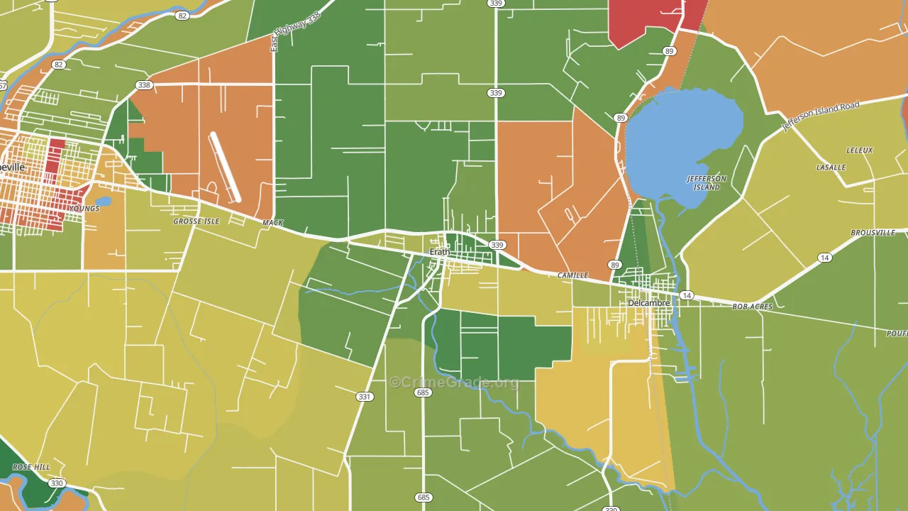 Erath, LA Map of Burglary Rates