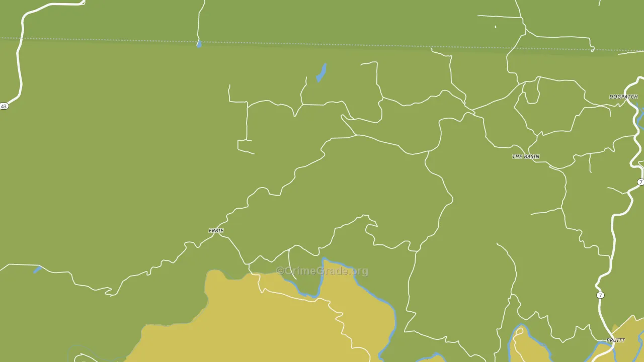 Erbie, AR Map of Burglary Rates