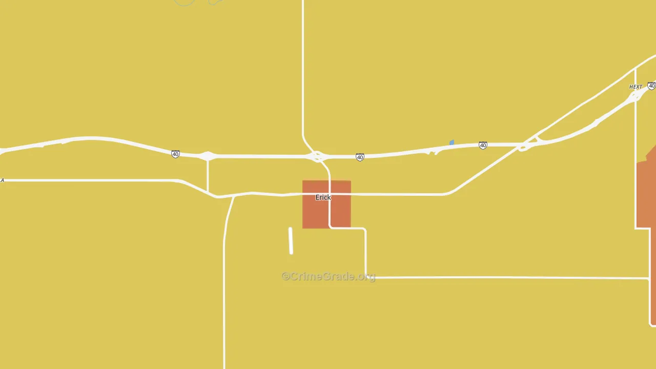 Erick, OK Map of Burglary Rates