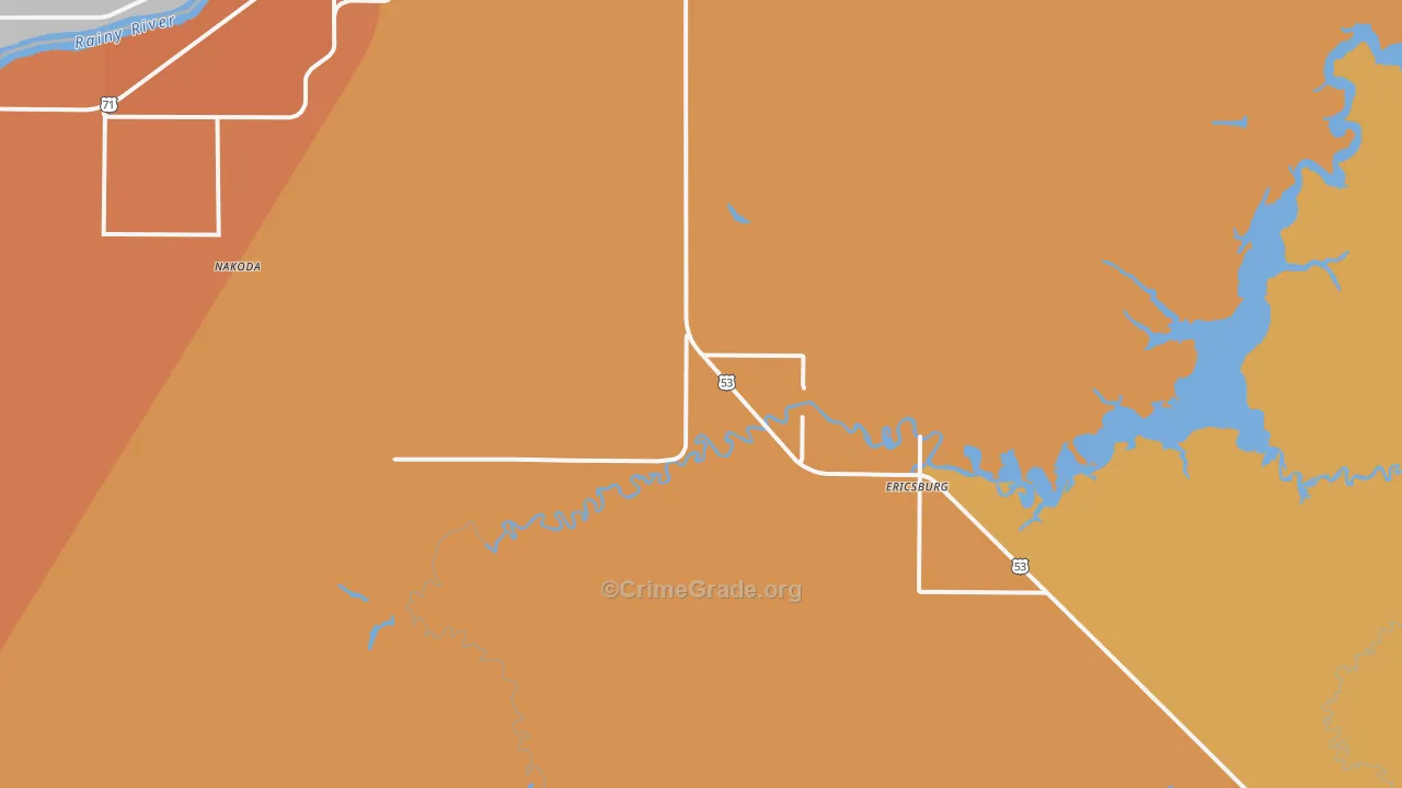 Ericsburg, MN Map of Burglary Rates