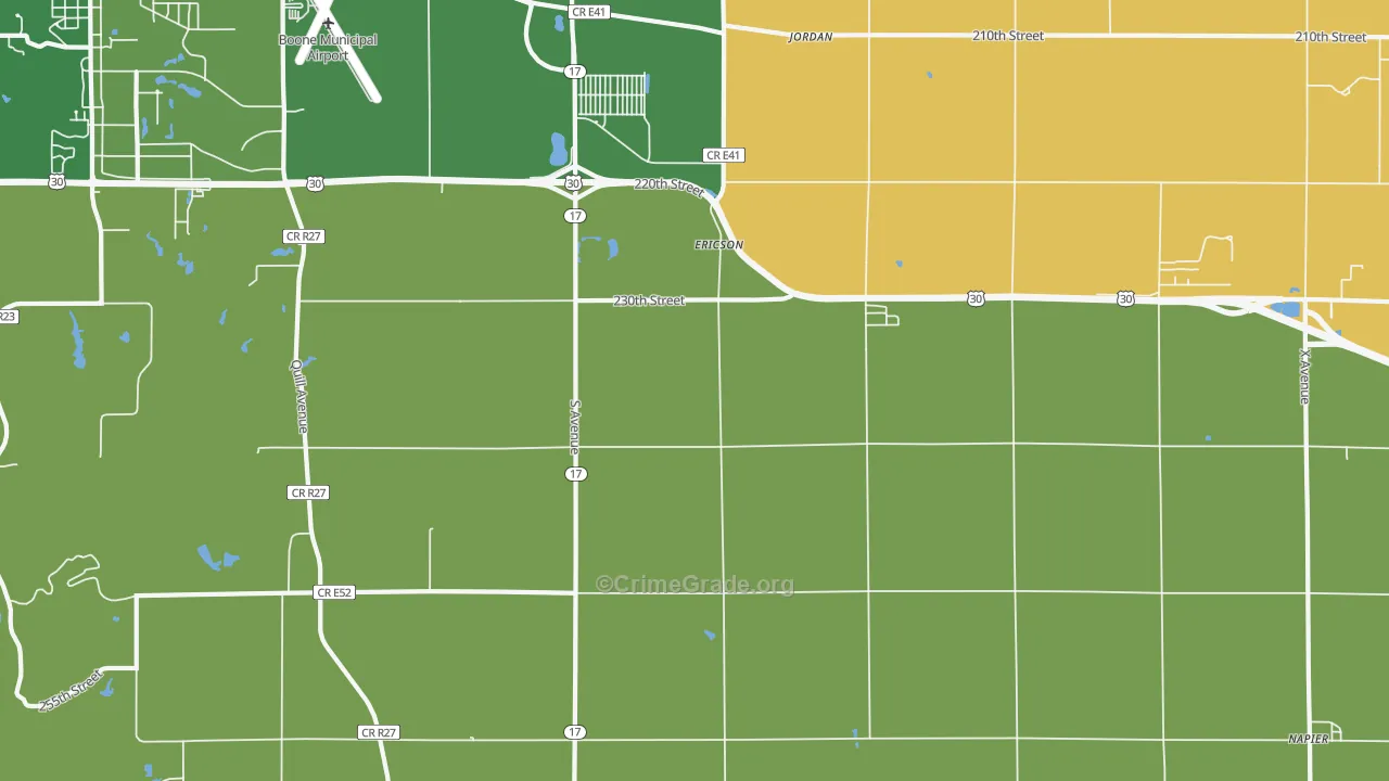 Ericson, IA Map of Burglary Rates