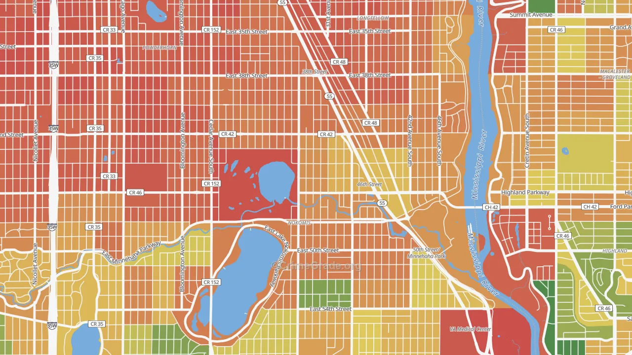 Ericsson, Minneapolis, MN Map of Burglary Rates