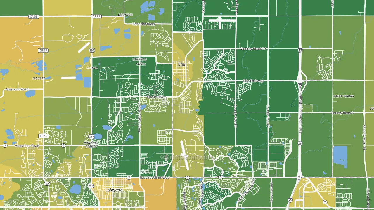 Erie, CO Map of Burglary Rates