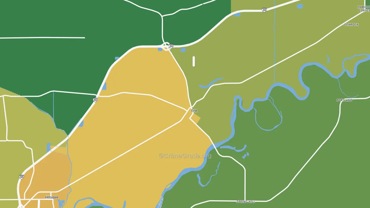 Erie, IL Map of Burglary Rates