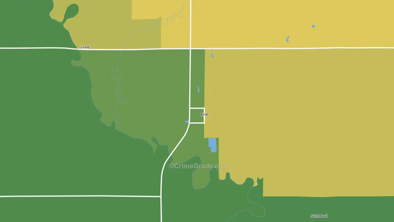 Erie, KS Map of Burglary Rates