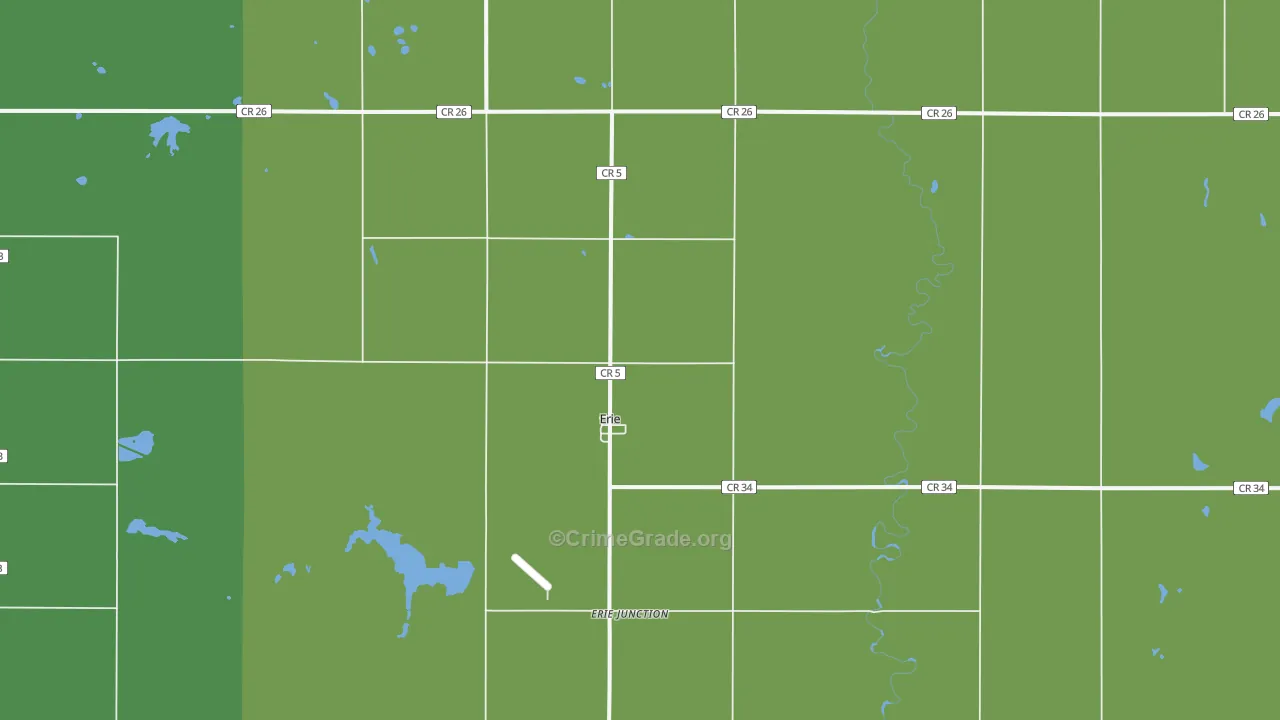 Erie, ND Map of Burglary Rates
