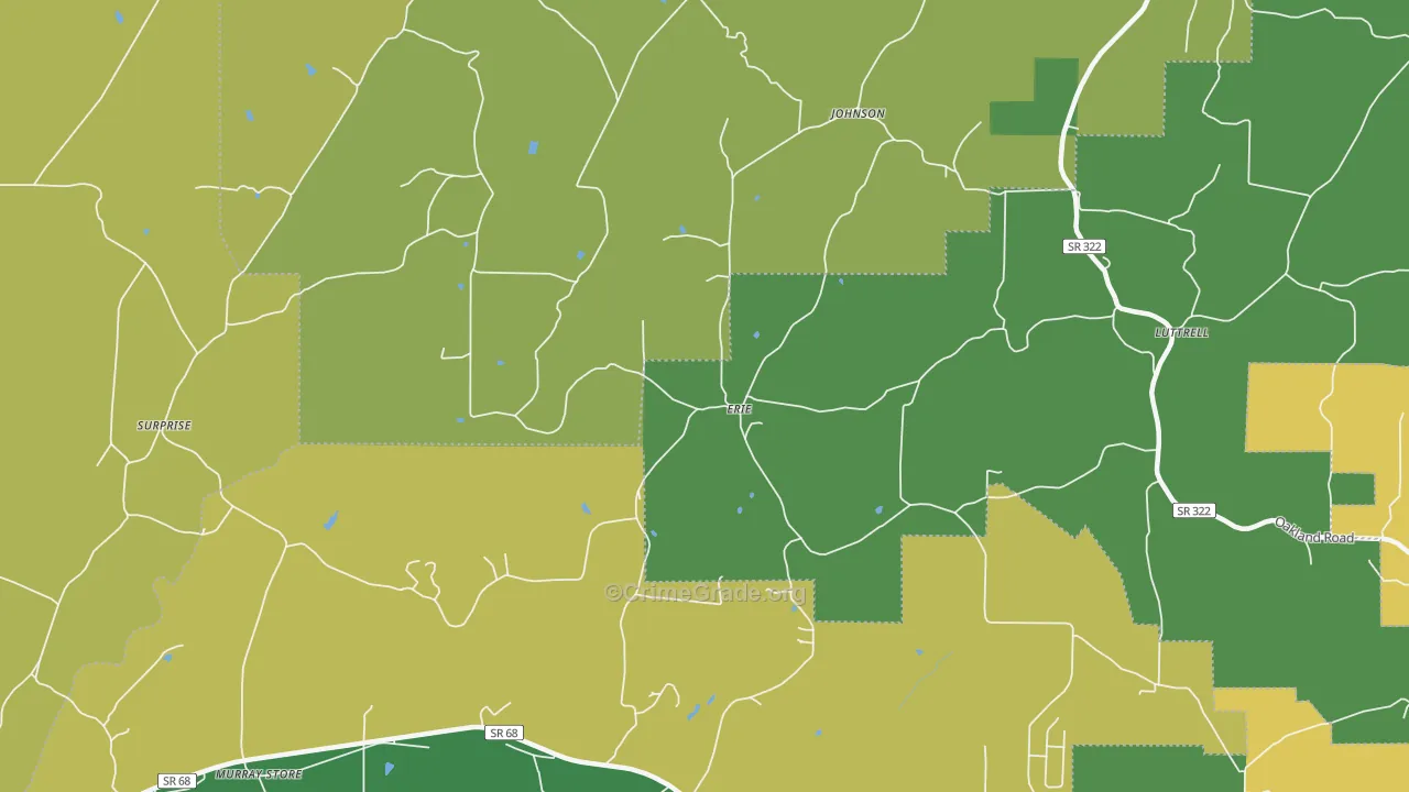 Erie, TN Map of Burglary Rates