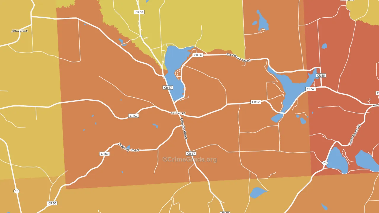 Erieville, NY Map of Burglary Rates