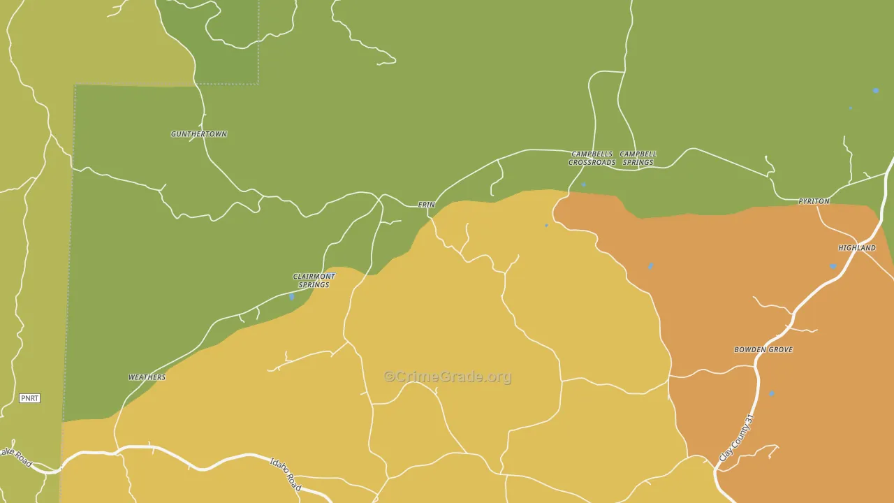 Erin, AL Map of Burglary Rates