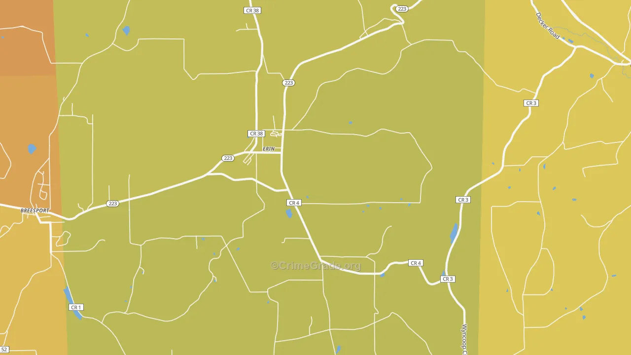 Erin, NY Map of Burglary Rates