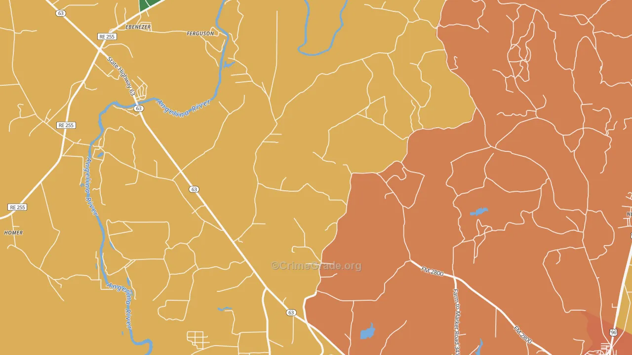 Erin, TX Map of Burglary Rates