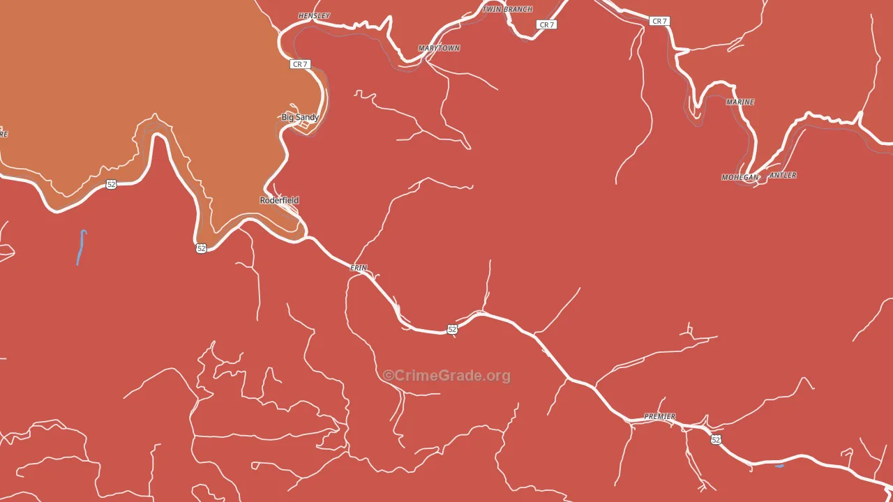 Erin, WV Map of Burglary Rates