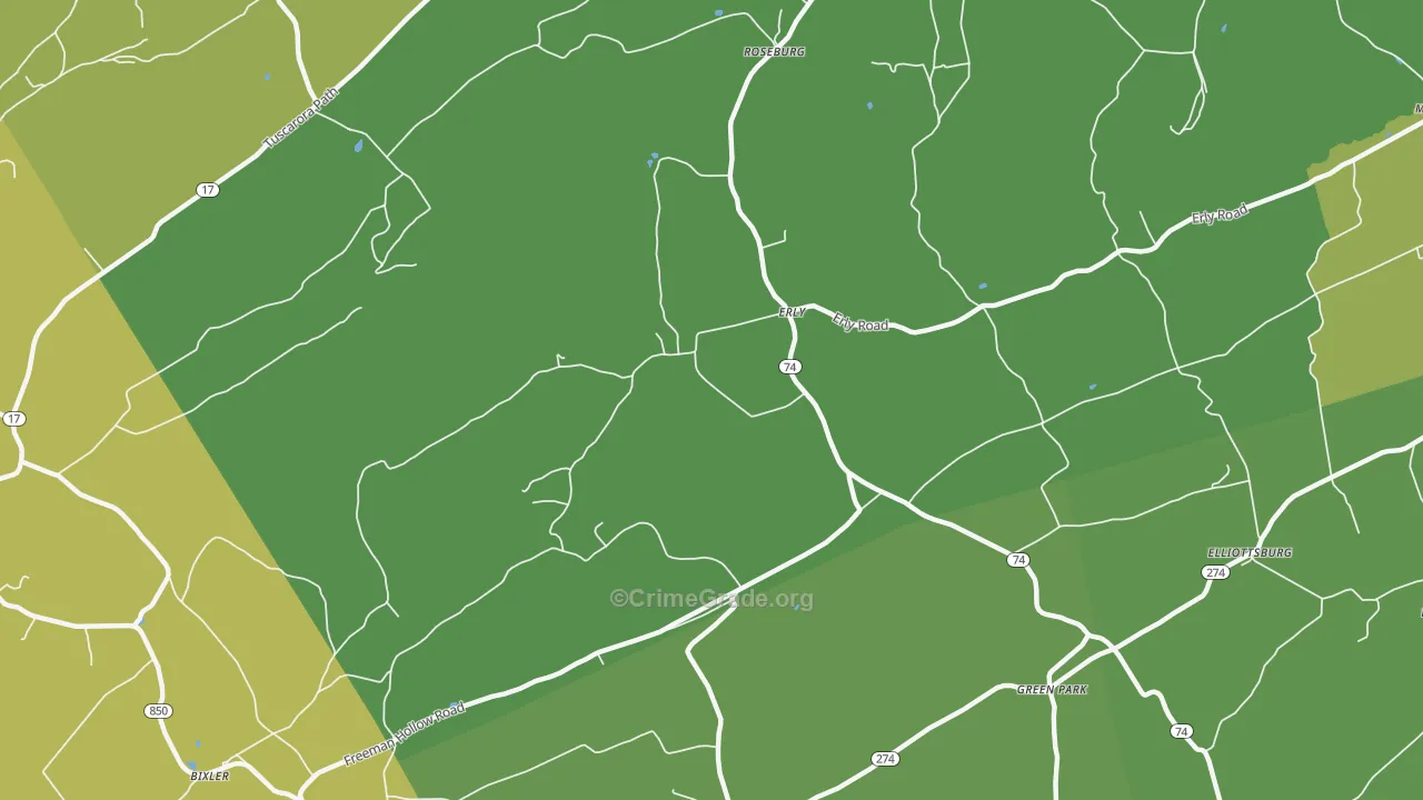 Erly, PA Map of Burglary Rates