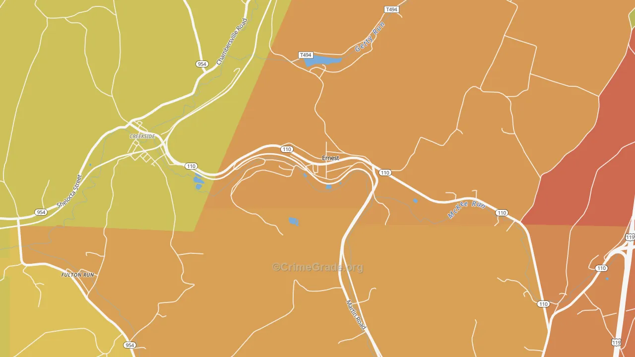 Ernest, PA Map of Burglary Rates
