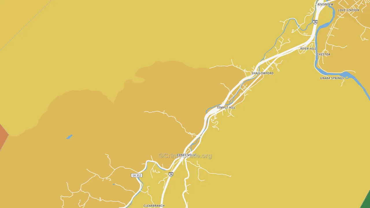 Ernestville, TN Map of Burglary Rates