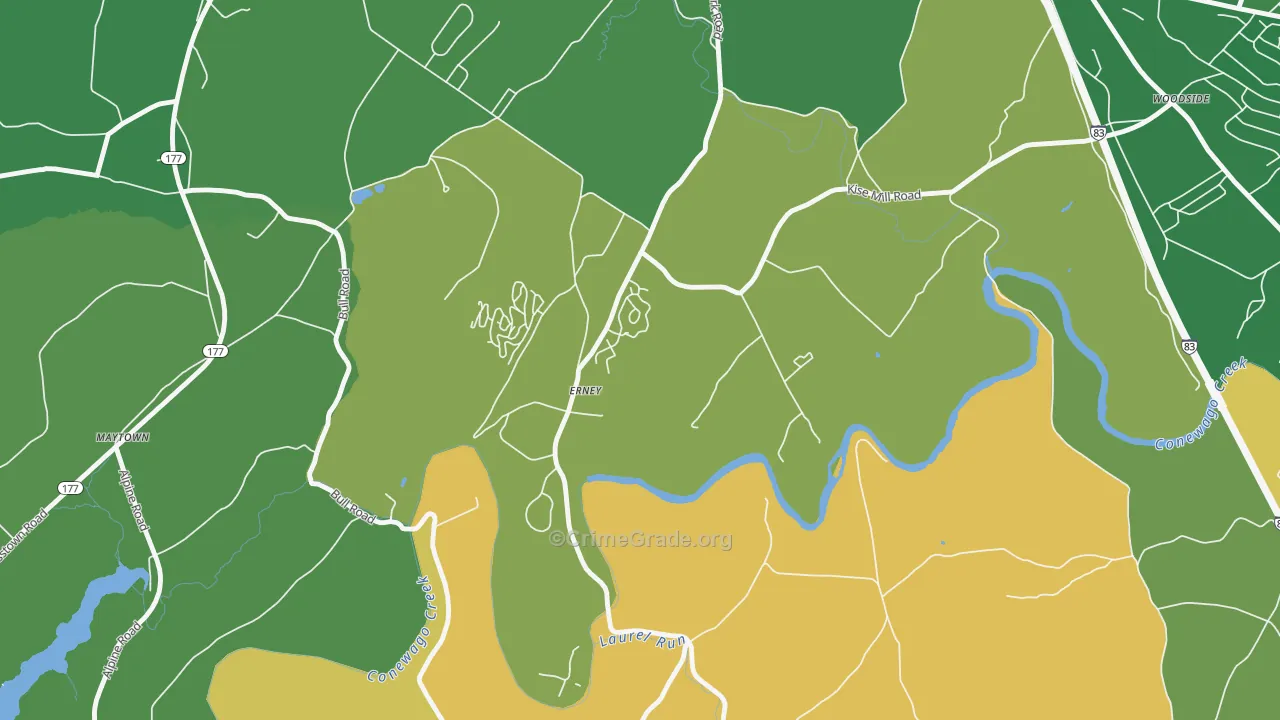 Erney, PA Map of Burglary Rates