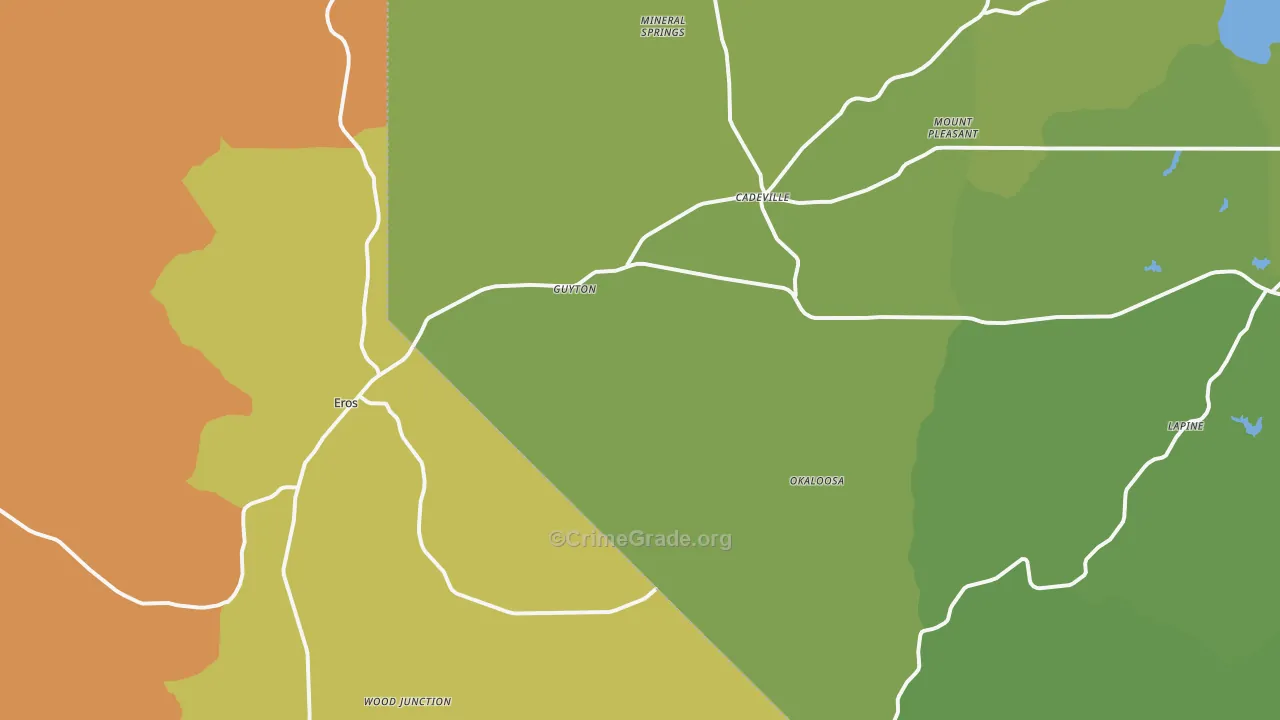 Eros, LA Map of Burglary Rates