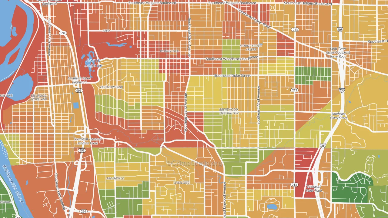 Errol Heights, Portland, OR Map of Burglary Rates