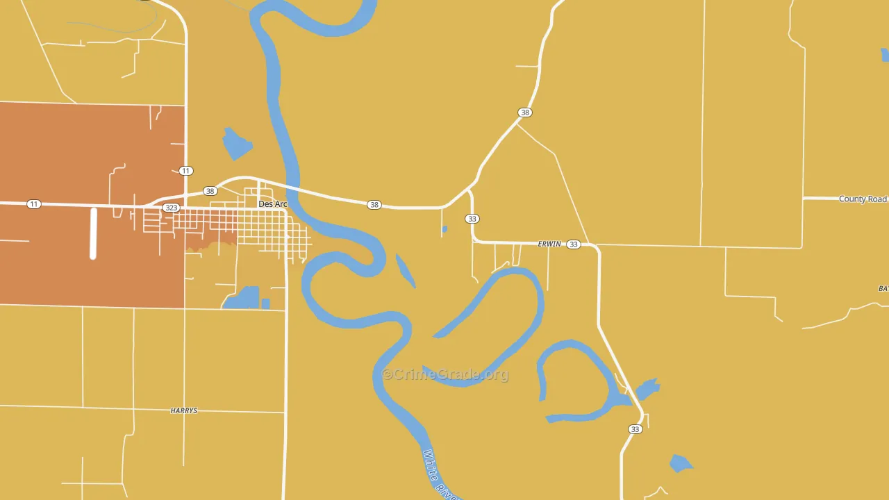 Erwin, AR Map of Burglary Rates