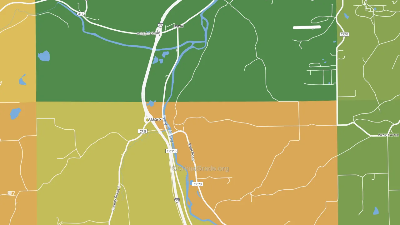 Erwins, NY Map of Burglary Rates