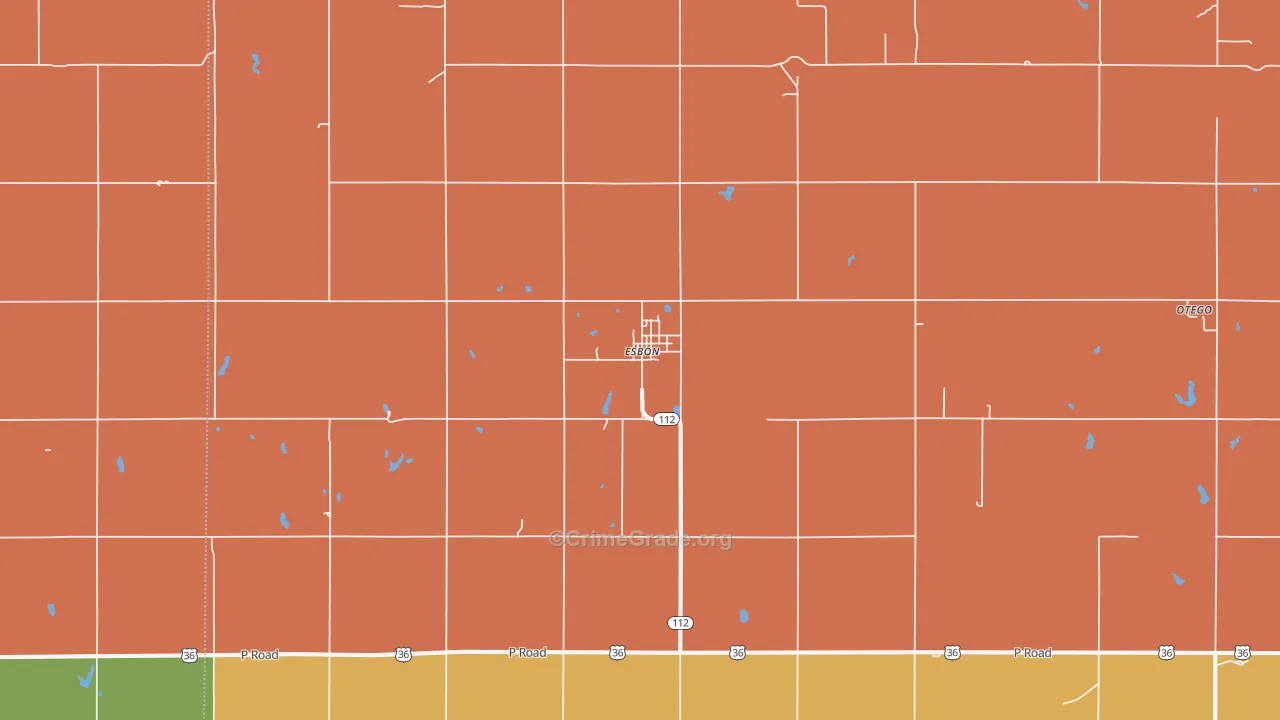Esbon, KS Map of Burglary Rates