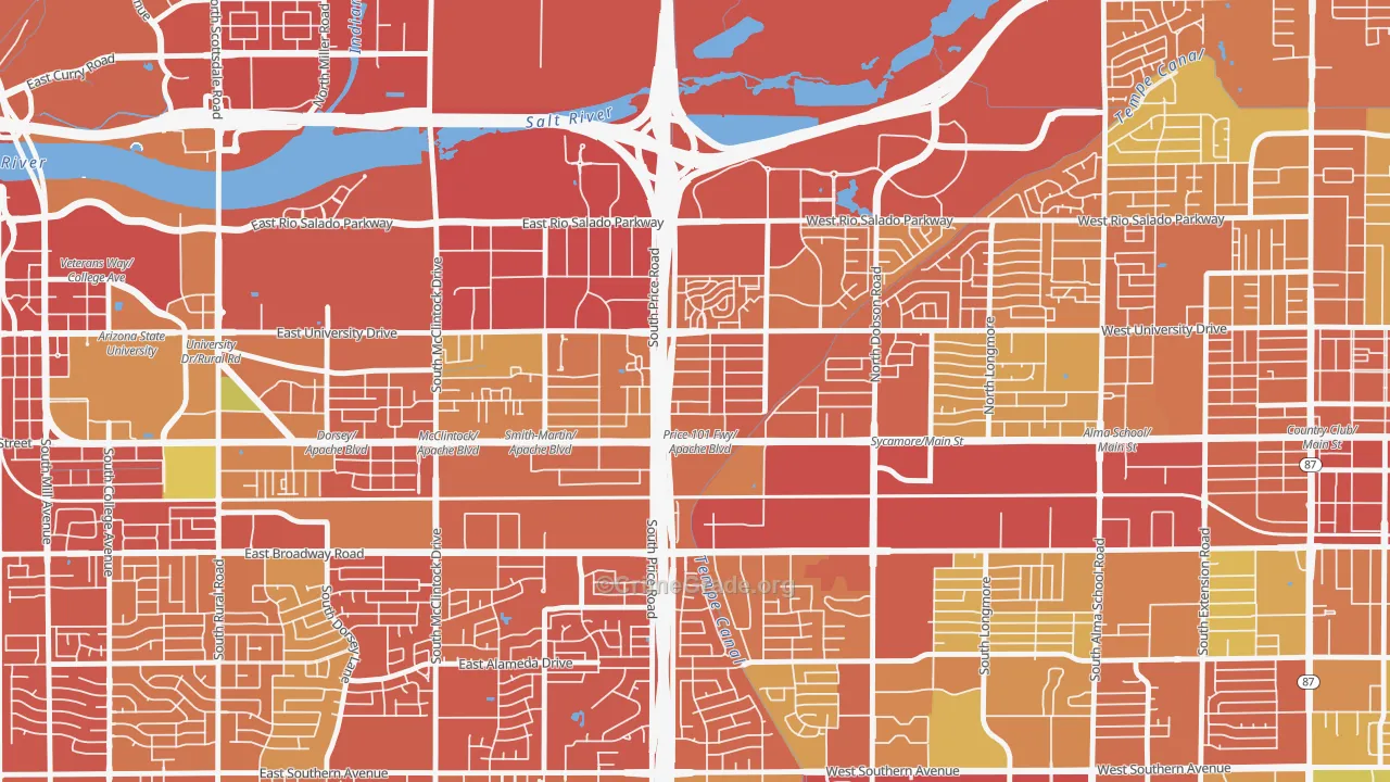 Escalante, Tempe, AZ Map of Burglary Rates