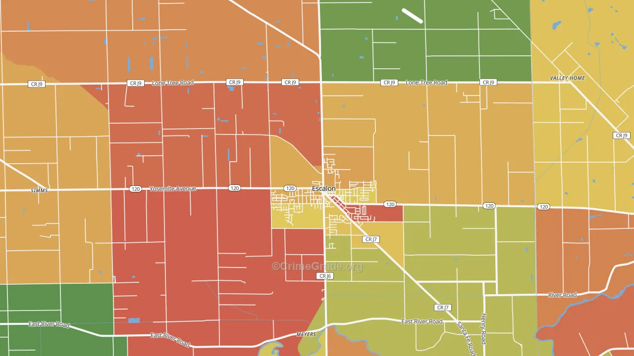 Escalon, CA Map of Burglary Rates