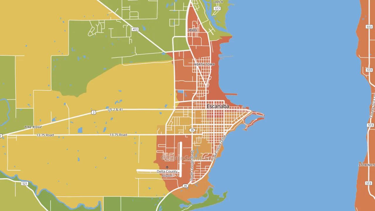 Escanaba, MI Map of Burglary Rates