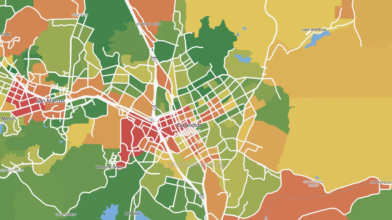 Escondido, CA Map of Burglary Rates
