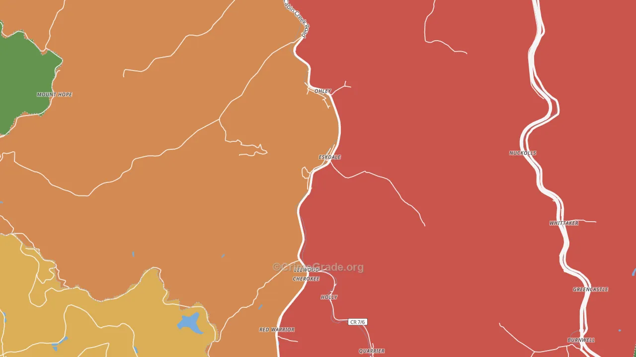 Eskdale, WV Map of Burglary Rates