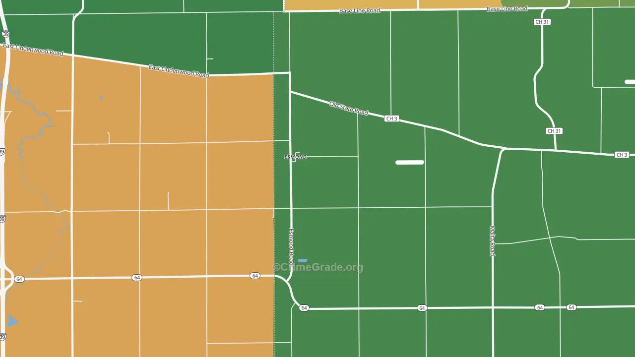 Esmond, IL Map of Burglary Rates